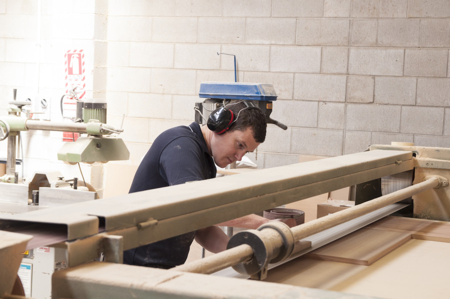 Dean in action, plying his skills to make a custom vanity for another customer.