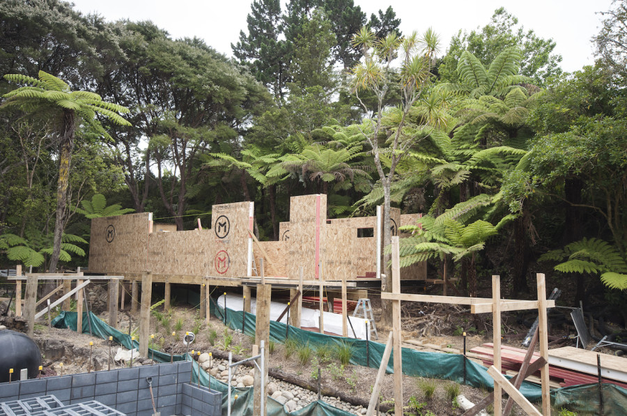 Taking shape beautifully. It was so awesome to see the pod materialise the way we had envisaged. Tucked perfectly under the bush canopy like it had always been there.