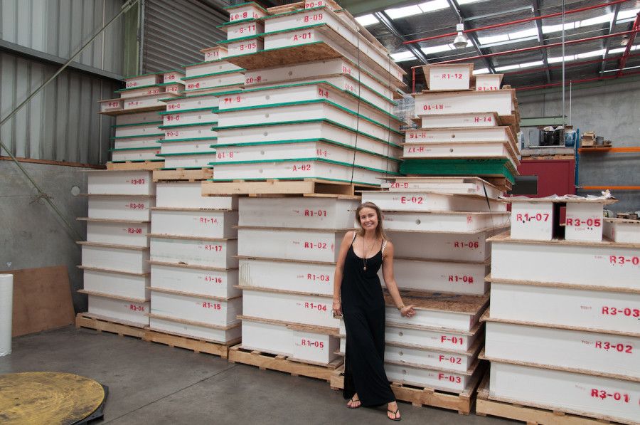 Kylie in front of some of our wall panels. Such a different way to build but it really makes so much sense. Faster, stronger and warmer!