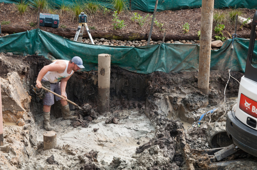 Garrick toiling away in the awful sticky mud.