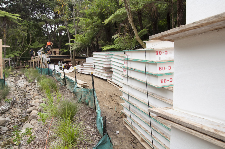All of the panels lining up along the section, waiting to find their home in our home.
