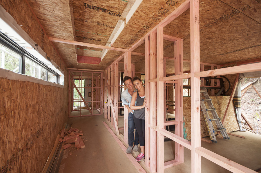 In our hallway. You can see where the skylight will be which will flood the whole pod with natural light.