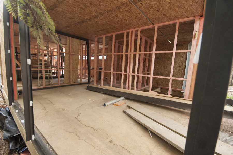 Looking back into our bedroom. You can kind of make out the en suite and walk in wardrobe  through the framing.