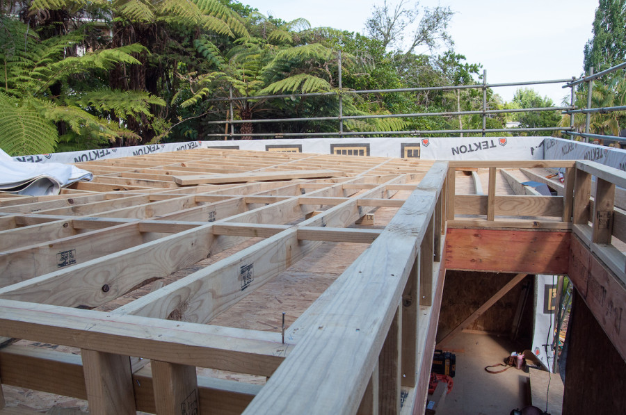 Before the bitumen membrane could be laid, our builders had to toil away creating the substructure that forms roof's fall and pitch.