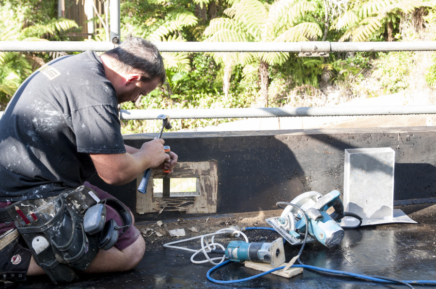 And Garrick does some work on the overflow outlets.