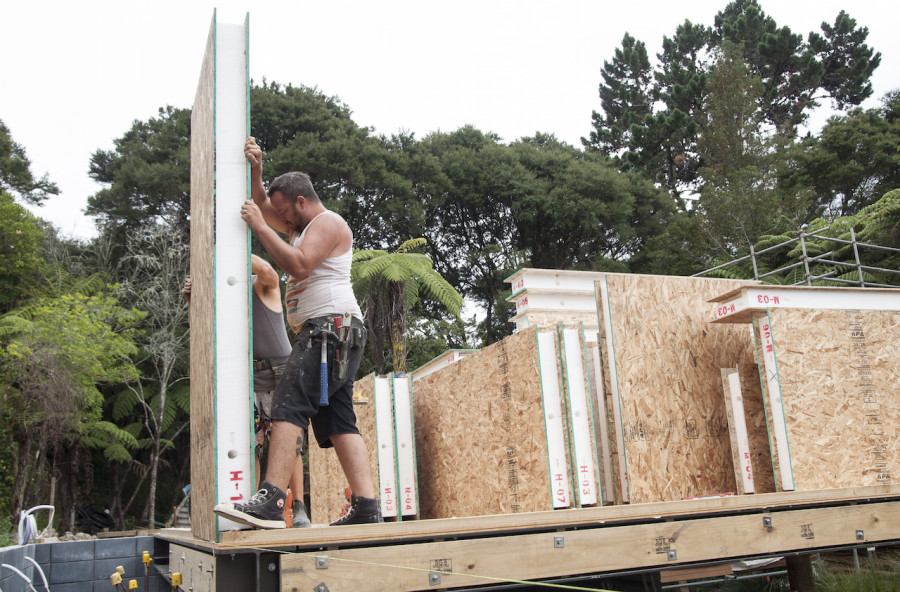 And then like a giant set of lego, the front half of our living pod appeared in a matter of hours.