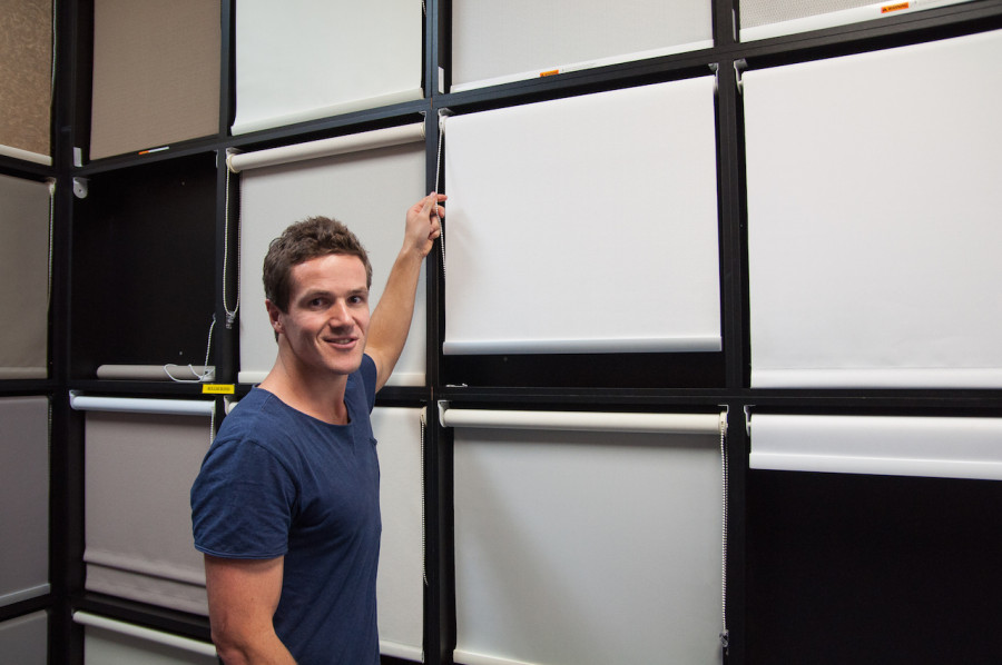 We chose to go with a double view set up for our roller blinds, with a black-out fabric like this in the front, and a grey sun shade on a separate layer behind.